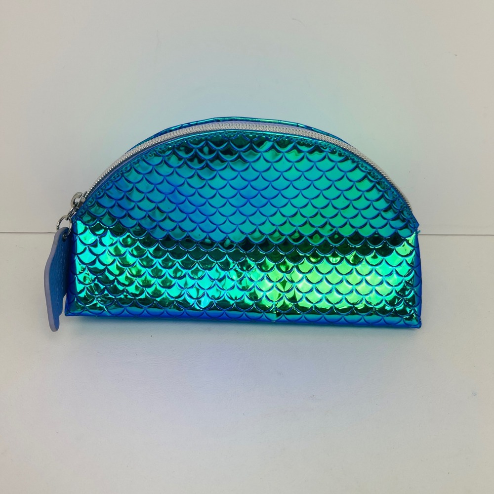 Bath & Body Works Makeup Bag OS Mermaid Scale Holographic Teal Excellent